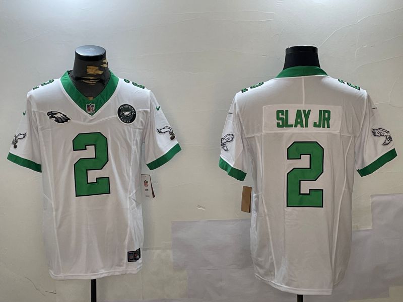 Men Philadelphia Eagles #2 Slay jr White Three generation 2024 Nike Limited NFL Jersey style 4->philadelphia eagles->NFL Jersey